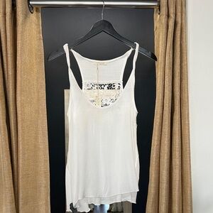 Lovestitch White Lace Detail Tank Top
